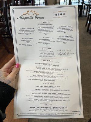 Lunch menu