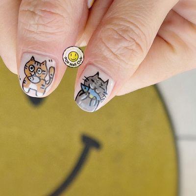 Hand Painted My client's cat on her nails