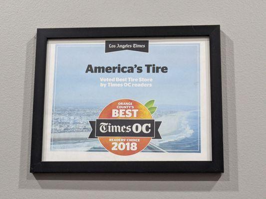 Voted Best Tire Store by Times OC