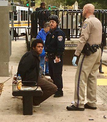 Just trying to catch light-rail to Dentist. Don't  need 2 asshats pulling out guns, trying to rob people at Station. Luckily police nearby.