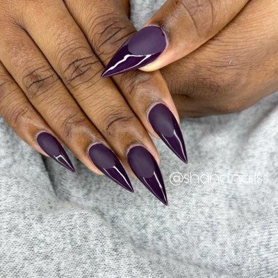 Stiletto Full set with Gel Polish,  Matte to Shiny French Tip