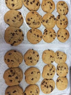 Freshly backed chocolate chip cookies