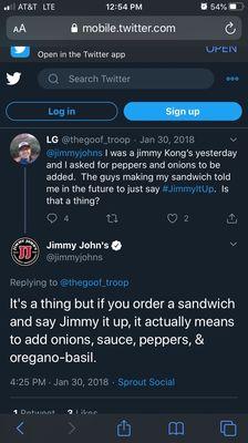 JJ Tweet Explaining "Jimmy it up."