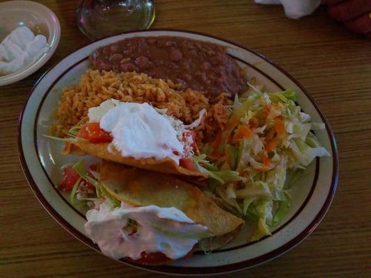 #13 potato tacos rice and beans