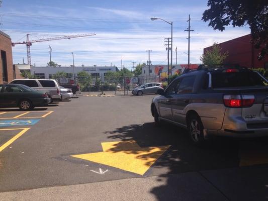 They resurfaced / changed their parking lot. Parking spaces are in the left now and no drive thru!