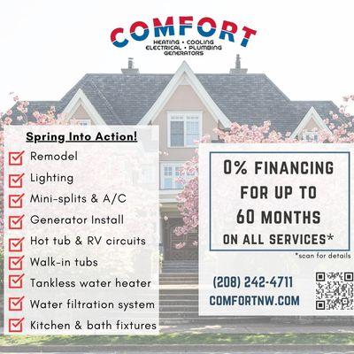 Spring into action! Call Comfort now to take care of your summer action items!