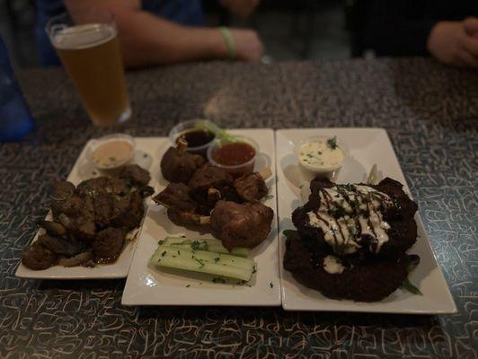 Steak Tips, Pig Wings and Portobello Fries