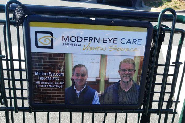 After a stellar 1st experience at Modern Eye Care, I went to the store and saw this ad on my cart. Surely a sign that I made a great choice.