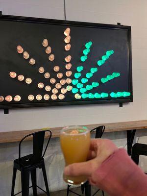 Lite Brite cup artwork - rotating colors