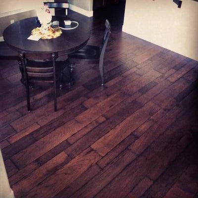 Beautiful wire brushed hardwood floor by Pyle Legacy Floors