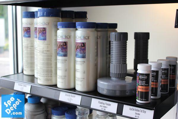 Hot Tub Chemicals, Test Strips and other supplies are always in stock in our Olympia showroom, or order online any time.