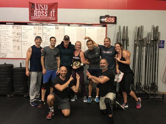 The 5am crew with our latest Member of the Month, Liz Kelley!