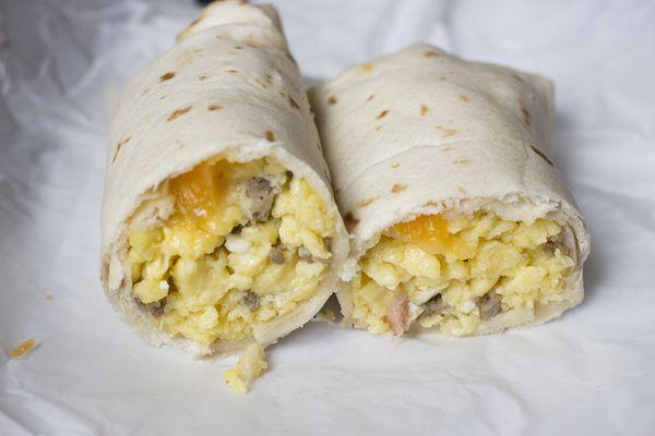 Sausage, egg, and cheese taco.