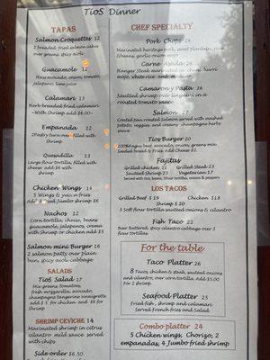 Dinner Menu