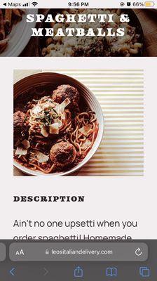 Spaghetti and meatballs as advertised.