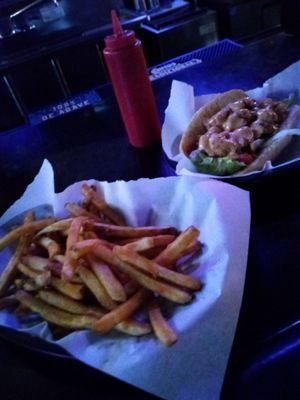 Shrimp po boy and Cajun fries