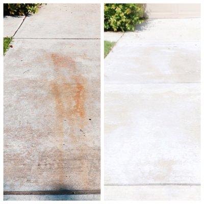 Rust stain in the driveway... GONE! Very pleased with the work.