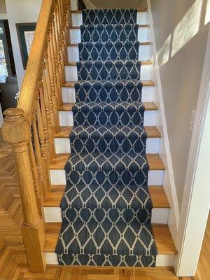 Beautiful stair runner that gave a modern look to a Chapel Hill home !