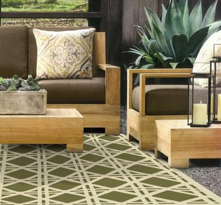 Awesome Outdoor rug that matches neatly with all outdoor decor. Item number 25215. Available in multiple sizes.