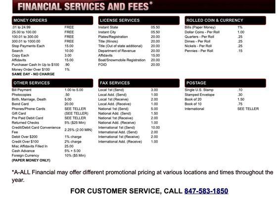 Online - List of Services and Fees (8.2016)