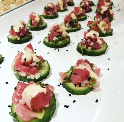 Tuna TarTar on Cucumber Rounds