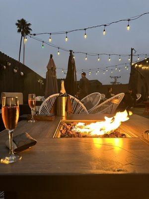 Fire pit champagne