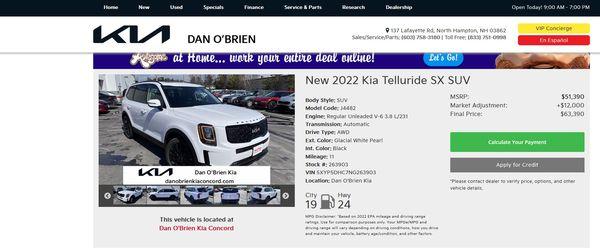 Check out Dan O'Brian's $12,000 RIP OFF charge on a new 2022 Kia Telluride!