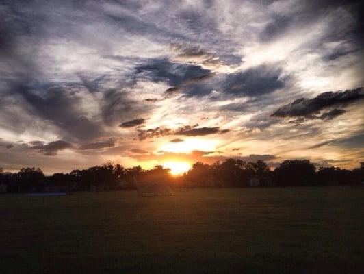 The view from the track on Fort Sam one evening