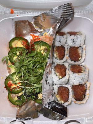 In&Out Salmon Roll and Spicy Tuna Roll