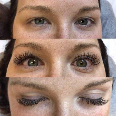 Before and after photos of eyelash extensions  @eyelashesbykatie