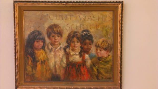 Painted by my childhood neighbor and donated to the school when I attended. Awesome that it's still here on display.