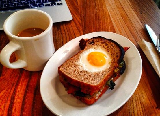 Bacon and Kale Sandwich with Sunny Egg. A must try!