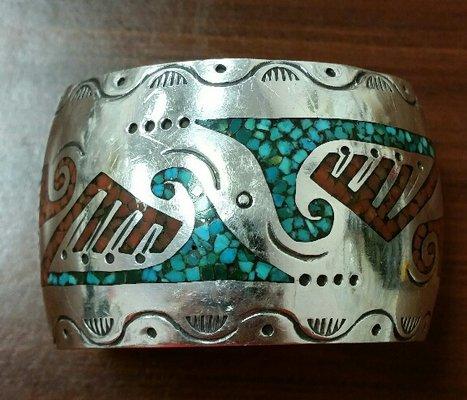 Native American Signed Sterling Silver Bracelet