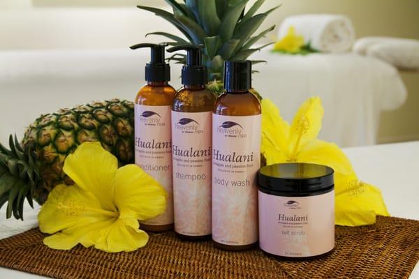 Our Signature Heavenly Massage feature a delectable Passion Fruit Pinapple scent