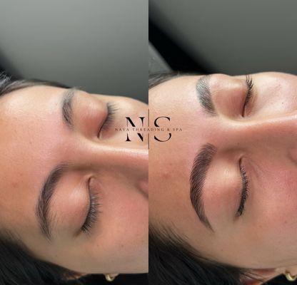 Eyebrow threading, lamination and tint