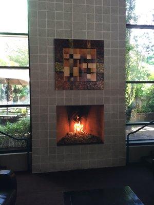 Nice fireplace to stop and have a sip of wine.