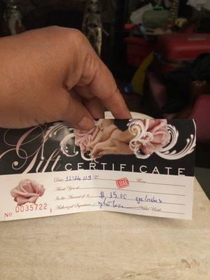 Gift certificate