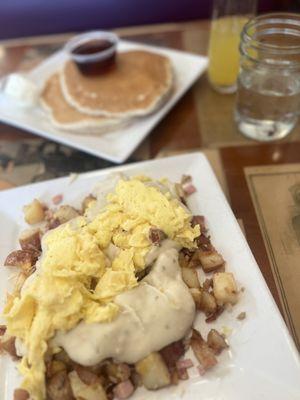 Orcutt Hash and short stack of pancakes