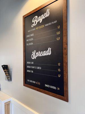 Interior menu board