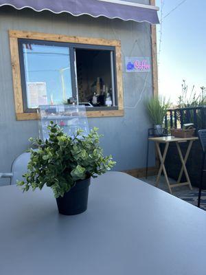 Coffee window, lounge area.