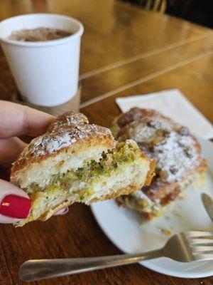 Pistachio croissant from Arrow bakery, loaded with yumminess.