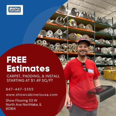 Free flooring estimates call 847-447-3355