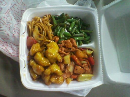 2 meat special w/ orange and kung pao chicken