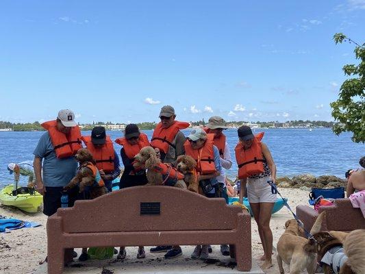 Prepping for the doggie day paddle with PaddleAwaySports.