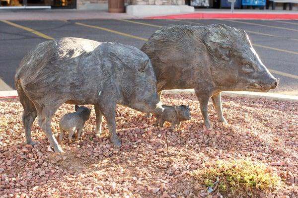 Art sculptures by the entrance to Safeway.