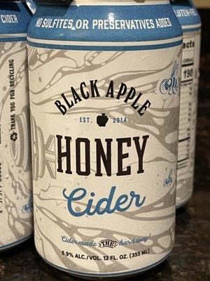 Great selection of local ciders from Black Apple Cider, including this Honey Cider.