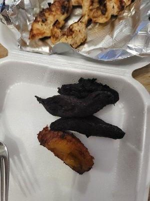 Never have been served completely burnt food before!