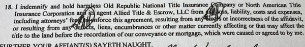 Allied Title wants to push off onto the seller any responsibility for anything.  Then what are they there for?