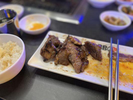 Boneless short ribs and banchan