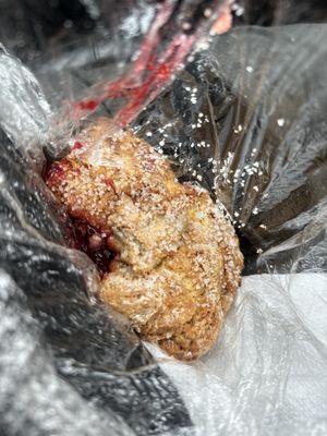 Raspberry filled coconut scone